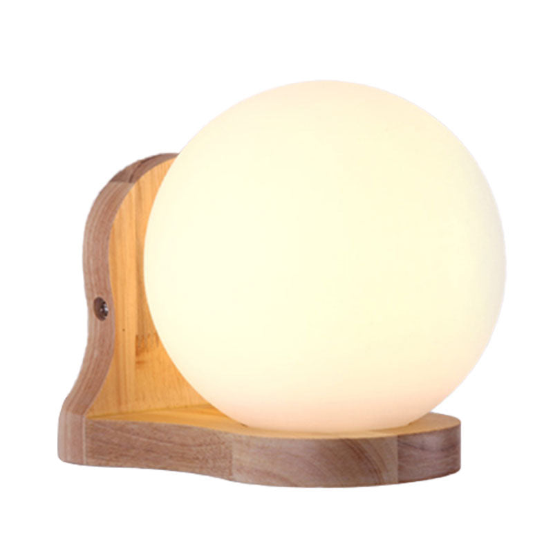 Balcony Study Room Sphere Sconce Lighting Milk Glass 1 Light Simple Style White Wall Lamp Clearhalo 'Modern wall lights' 'Modern' 'Wall Lamps & Sconces' 'Wall Lights' Lighting' 1127585