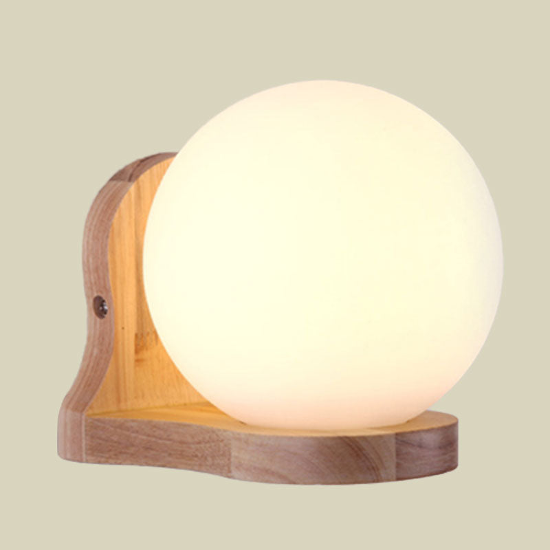 Balcony Study Room Sphere Sconce Lighting Milk Glass 1 Light Simple Style White Wall Lamp Clearhalo 'Modern wall lights' 'Modern' 'Wall Lamps & Sconces' 'Wall Lights' Lighting' 1127586