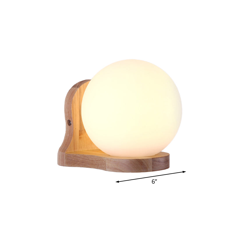 Balcony Study Room Sphere Sconce Lighting Milk Glass 1 Light Simple Style White Wall Lamp Clearhalo 'Modern wall lights' 'Modern' 'Wall Lamps & Sconces' 'Wall Lights' Lighting' 1127587