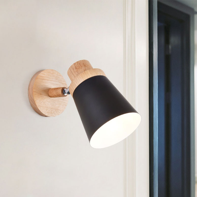 Coolie Shade Baby Room Wall Light Rotatable Metal One Bulb Nordic Style Wall Lamp Clearhalo 'Cast Iron' 'Glass' 'Industrial' 'Modern wall lights' 'Modern' 'Tiffany' 'Traditional wall lights' 'Wall Lamps & Sconces' 'Wall Lights' Lighting' 1127698