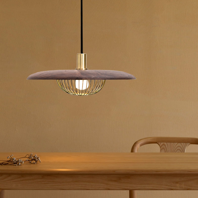Iron Wire Domed Pendant Light with Wooden Shade Cloth Shop 1 Light Modern Suspension Light Clearhalo 'Ceiling Lights' 'Modern Pendants' 'Modern' 'Pendant Lights' 'Pendants' Lighting' 1127723