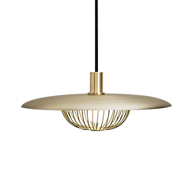 Iron Wire Domed Pendant Light with Wooden Shade Cloth Shop 1 Light Modern Suspension Light Clearhalo 'Ceiling Lights' 'Modern Pendants' 'Modern' 'Pendant Lights' 'Pendants' Lighting' 1127733