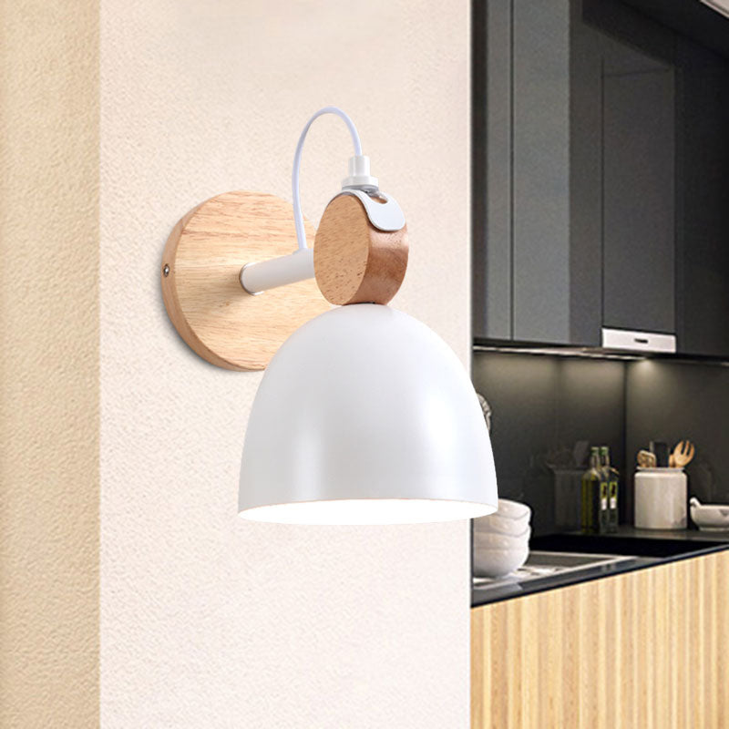 Angle Adjustable Dome Bedroom Wall Lighting Domed Shade One Light Nordic Wall Lamp Clearhalo 'Cast Iron' 'Glass' 'Industrial' 'Modern wall lights' 'Modern' 'Tiffany' 'Traditional wall lights' 'Wall Lamps & Sconces' 'Wall Lights' Lighting' 1127837