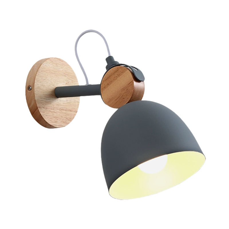 Angle Adjustable Dome Bedroom Wall Lighting Domed Shade One Light Nordic Wall Lamp Clearhalo 'Cast Iron' 'Glass' 'Industrial' 'Modern wall lights' 'Modern' 'Tiffany' 'Traditional wall lights' 'Wall Lamps & Sconces' 'Wall Lights' Lighting' 1127843