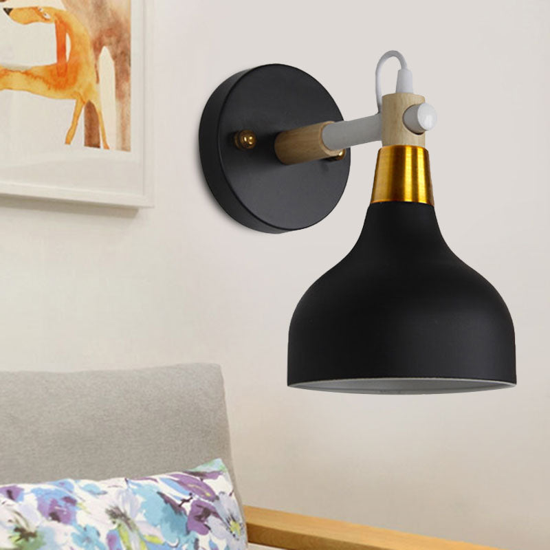 Angle Adjustable Metal Onion Wall Light 1 Light Nordic Sconce Lighting in Candy Color for Bathroom Black Clearhalo 'Cast Iron' 'Glass' 'Industrial' 'Modern wall lights' 'Modern' 'Tiffany' 'Traditional wall lights' 'Wall Lamps & Sconces' 'Wall Lights' Lighting' 1127848