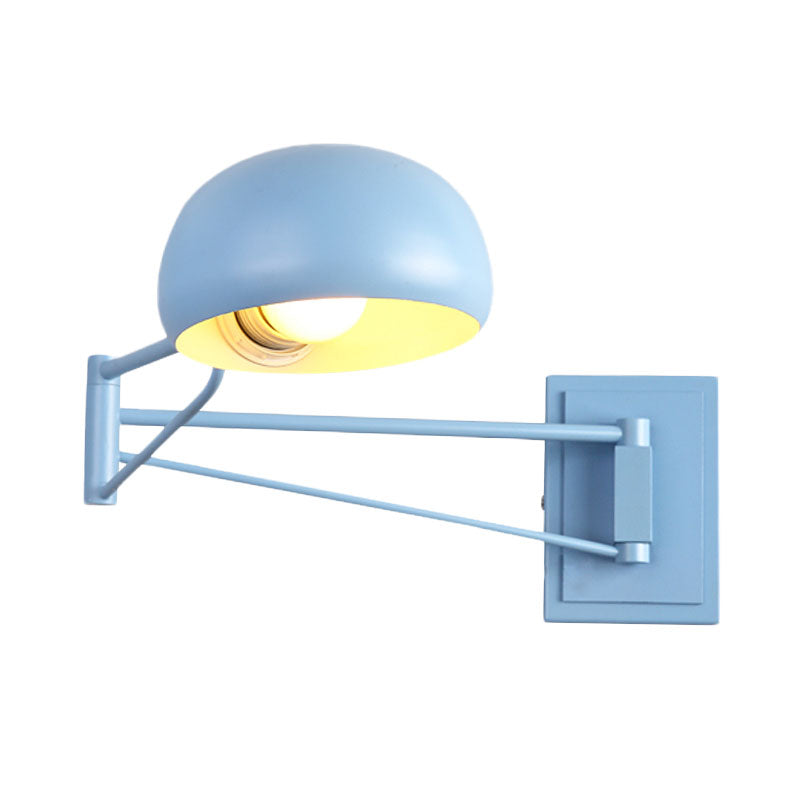 Macaron Loft Extendable Wall Lighting Bowl Shade One Bulb Metal Sconce Lamp for Adult Kid Bedroom Clearhalo 'Cast Iron' 'Glass' 'Industrial' 'Modern wall lights' 'Modern' 'Tiffany' 'Traditional wall lights' 'Wall Lamps & Sconces' 'Wall Lights' Lighting' 1127872