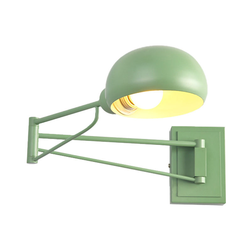 Macaron Loft Extendable Wall Lighting Bowl Shade One Bulb Metal Sconce Lamp for Adult Kid Bedroom Clearhalo 'Cast Iron' 'Glass' 'Industrial' 'Modern wall lights' 'Modern' 'Tiffany' 'Traditional wall lights' 'Wall Lamps & Sconces' 'Wall Lights' Lighting' 1127876