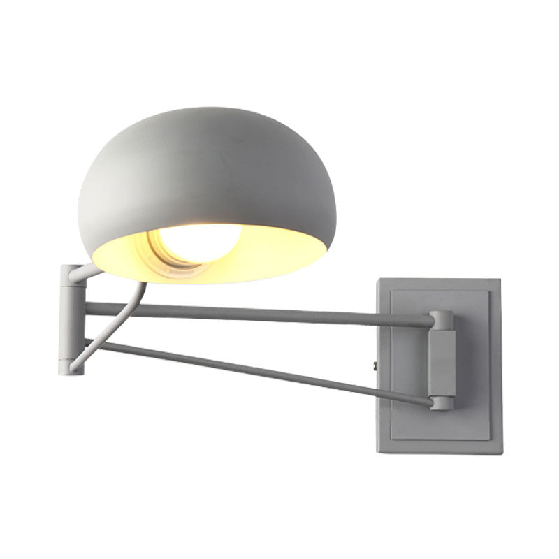 Macaron Loft Extendable Wall Lighting Bowl Shade One Bulb Metal Sconce Lamp for Adult Kid Bedroom Clearhalo 'Cast Iron' 'Glass' 'Industrial' 'Modern wall lights' 'Modern' 'Tiffany' 'Traditional wall lights' 'Wall Lamps & Sconces' 'Wall Lights' Lighting' 1127881