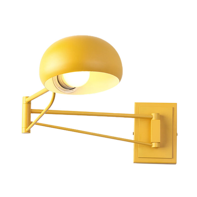 Macaron Loft Extendable Wall Lighting Bowl Shade One Bulb Metal Sconce Lamp for Adult Kid Bedroom Clearhalo 'Cast Iron' 'Glass' 'Industrial' 'Modern wall lights' 'Modern' 'Tiffany' 'Traditional wall lights' 'Wall Lamps & Sconces' 'Wall Lights' Lighting' 1127884