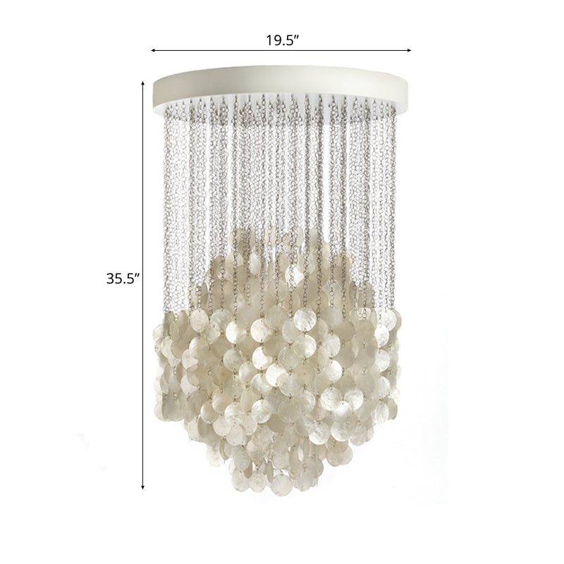 Wind Chime Chandelier Pendant Light Nordic Shell 19.5"/23.5" Dia 4 Lights White Hanging Ceiling Light Clearhalo 'Ceiling Lights' 'Chandeliers' 'Modern Chandeliers' 'Modern' Lighting' 113098
