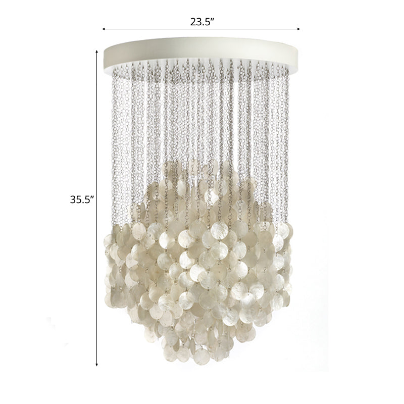 Wind Chime Chandelier Pendant Light Nordic Shell 19.5"/23.5" Dia 4 Lights White Hanging Ceiling Light Clearhalo 'Ceiling Lights' 'Chandeliers' 'Modern Chandeliers' 'Modern' Lighting' 113099