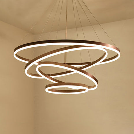1/2/3-Ring Living Room Ceiling Light Black Chandelier with Acrylic Shade in Warm/White Light Clearhalo 'Ceiling Lights' 'Chandeliers' 'Modern Chandeliers' 'Modern' Lighting' 113151