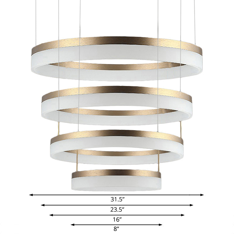 Round Chandelier Pendant Modern Acrylic LED 1/2/3-Light Black/White/Gold Ceiling Light Fixture in Warm/White Light Clearhalo 'Ceiling Lights' 'Chandeliers' 'Modern Chandeliers' 'Modern' Lighting' 113247