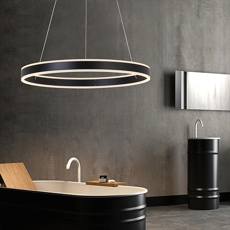 Black/Brown Ring Ceiling Pendant Contemporary 2/3/4 Lights Acrylic LED Chandelier in Warm/White Light Clearhalo 'Ceiling Lights' 'Chandeliers' 'Modern Chandeliers' 'Modern' Lighting' 113262