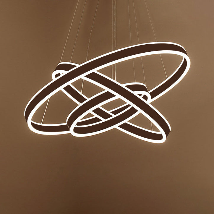 Black/Brown Ring Ceiling Pendant Contemporary 2/3/4 Lights Acrylic LED Chandelier in Warm/White Light Clearhalo 'Ceiling Lights' 'Chandeliers' 'Modern Chandeliers' 'Modern' Lighting' 113277