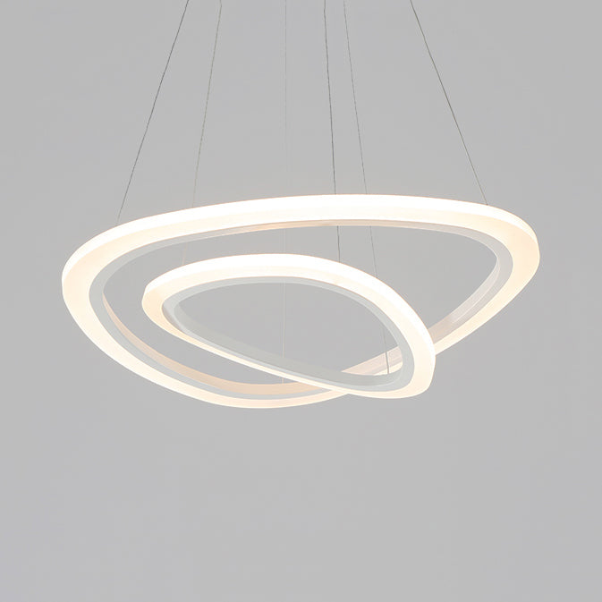 Acrylic Triangle Chandelier Lighting Fixture Modern LED 1/2/3-Head Ceiling Pendant in Warm/White Light 2 White Clearhalo 'Ceiling Lights' 'Chandeliers' 'Modern Chandeliers' 'Modern' Lighting' 113290