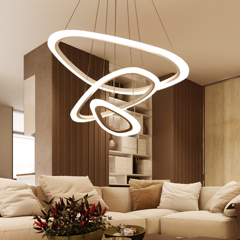 Acrylic Triangle Chandelier Lighting Fixture Modern LED 1/2/3-Head Ceiling Pendant in Warm/White Light Clearhalo 'Ceiling Lights' 'Chandeliers' 'Modern Chandeliers' 'Modern' Lighting' 113292