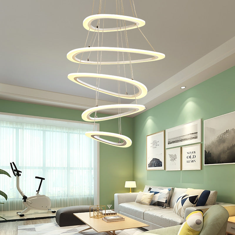 Acrylic Triangle Chandelier Lighting Fixture Modern LED 1/2/3-Head Ceiling Pendant in Warm/White Light Clearhalo 'Ceiling Lights' 'Chandeliers' 'Modern Chandeliers' 'Modern' Lighting' 113296