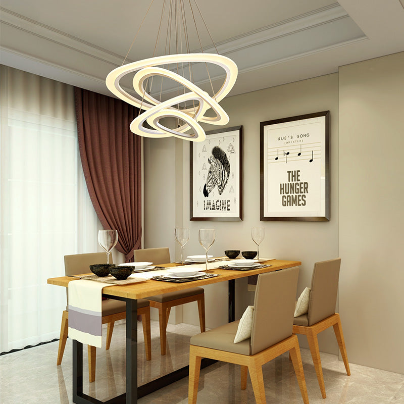 Acrylic Triangle Chandelier Lighting Fixture Modern LED 1/2/3-Head Ceiling Pendant in Warm/White Light Clearhalo 'Ceiling Lights' 'Chandeliers' 'Modern Chandeliers' 'Modern' Lighting' 113299