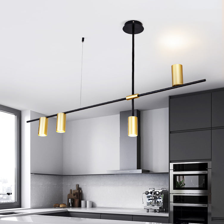 Asymmetrical Cylinder Chandelier Lighting Fixture Modern Metal 3/4/9 Heads Gold Ceiling Lamp for Dining Room in Warm/White Clearhalo 'Ceiling Lights' 'Chandeliers' Lighting' options 113402