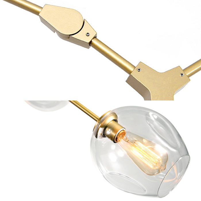 Bubble Chandelier Lighting Contemporary Glass 3/5 Heads Dining Room Adjustable Pendant Lamp in Black/Gold Finish Clearhalo 'Ceiling Lights' 'Chandeliers' 'Glass shade' 'Glass' 'Modern Chandeliers' 'Modern' Lighting' 113536