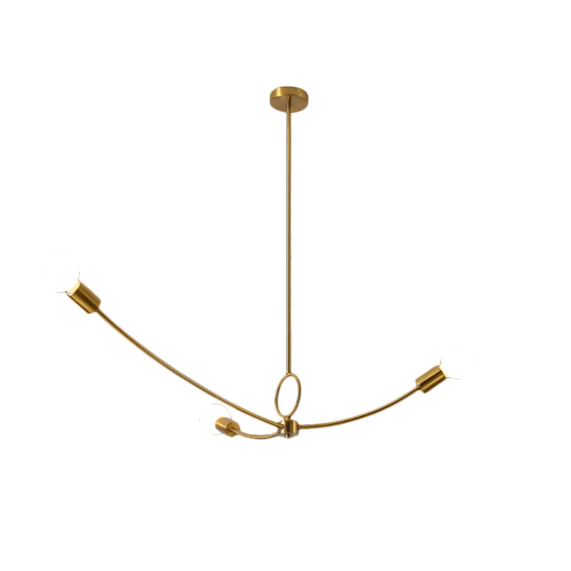 Minimalist Burst Ceiling Chandelier Metallic 3 Bulbs Dining Room Pendant Ceiling Light in Black/Gold Clearhalo 'Ceiling Lights' 'Chandeliers' 'Modern Chandeliers' 'Modern' Lighting' 1135771