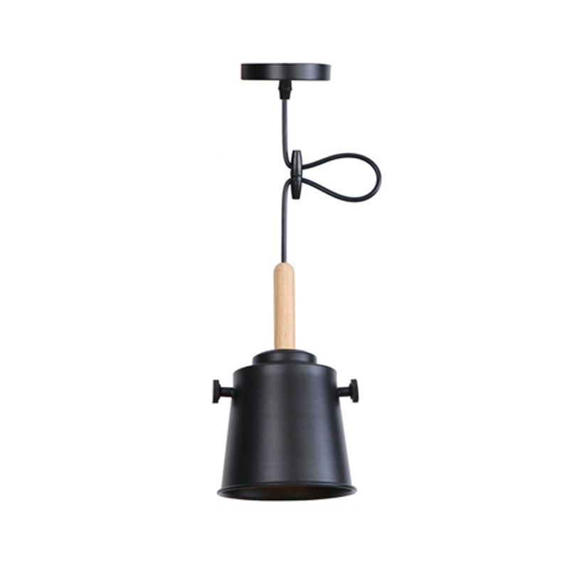 Vintage Stylish Bucket Pendant Light 1 Light Metallic Hanging Ceiling Light in Black/Grey for Dining Room Clearhalo 'Art Deco Pendants' 'Black' 'Cast Iron' 'Ceiling Lights' 'Ceramic' 'Crystal' 'Industrial Pendants' 'Industrial' 'Metal' 'Middle Century Pendants' 'Pendant Lights' 'Pendants' 'Rustic Pendants' 'Tiffany' Lighting' 1135930
