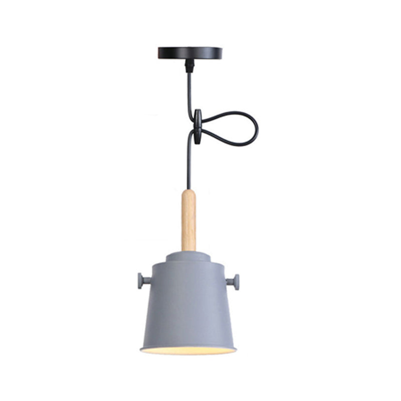 Vintage Stylish Bucket Pendant Light 1 Light Metallic Hanging Ceiling Light in Black/Grey for Dining Room Clearhalo 'Art Deco Pendants' 'Black' 'Cast Iron' 'Ceiling Lights' 'Ceramic' 'Crystal' 'Industrial Pendants' 'Industrial' 'Metal' 'Middle Century Pendants' 'Pendant Lights' 'Pendants' 'Rustic Pendants' 'Tiffany' Lighting' 1135939