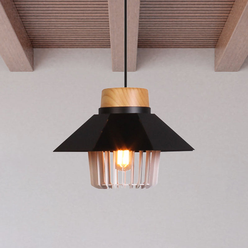 Modernism Conical Ceiling Pendant with Cage Shade 1 Light Metallic Pendant Lighting in Black/Blue for Bedroom Clearhalo 'Art Deco Pendants' 'Black' 'Cast Iron' 'Ceiling Lights' 'Ceramic' 'Crystal' 'Industrial Pendants' 'Industrial' 'Metal' 'Middle Century Pendants' 'Pendant Lights' 'Pendants' 'Rustic Pendants' 'Tiffany' Lighting' 1135950