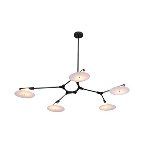 5/9/11 Lights Living Room Chandelier Modern Black/Gold Ceiling Lamp with Disc Acrylic Shade 5 Black Clearhalo 'Ceiling Lights' 'Chandeliers' 'Modern Chandeliers' 'Modern' Lighting' 113629
