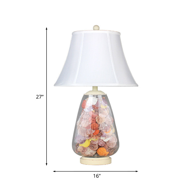 White Flared Shade Night Light Countryside Fabric 1 Bulb 12