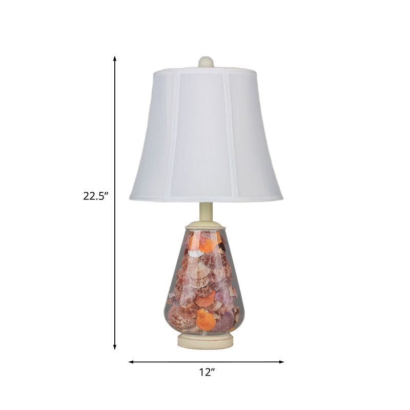 White Flared Shade Night Light Countryside Fabric 1 Bulb 12