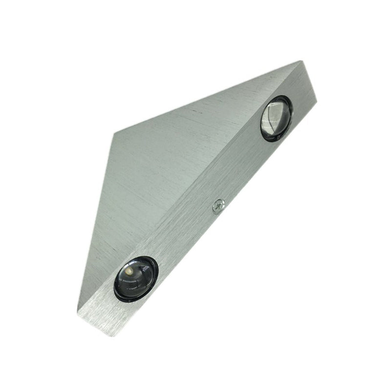 Brushed Silver Triangular Flush Mount Minimalistic Aluminum LED Wall Sconce in Multi-Colored/Blue/Red Light Clearhalo 'Cast Iron' 'Glass' 'Industrial' 'Modern wall lights' 'Modern' 'Tiffany' 'Traditional wall lights' 'Wall Lamps & Sconces' 'Wall Lights' Lighting' 1136670