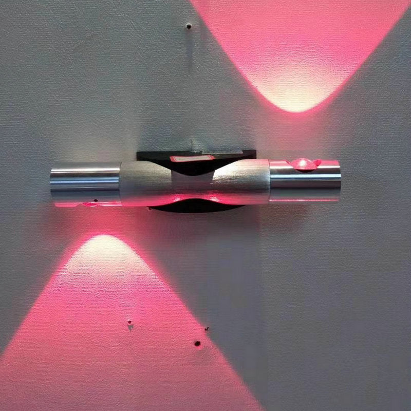 Brushed Silver Tube Wall Light Modern Metallic LED Sconce Lighting Fixture in Red/Blue/Yellow Light Silver Clearhalo 'Cast Iron' 'Glass' 'Industrial' 'Modern wall lights' 'Modern' 'Tiffany' 'Traditional wall lights' 'Wall Lamps & Sconces' 'Wall Lights' Lighting' 1136818