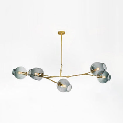 Bubble Chandelier Light Fixture with Ball Shade Modern Style Glass 5/6/7 Lights Black/Gold Finish Ceiling Lighting 5 Gold Clearhalo 'Ceiling Lights' 'Chandeliers' 'Glass shade' 'Glass' 'Modern Chandeliers' 'Modern' Lighting' 113685