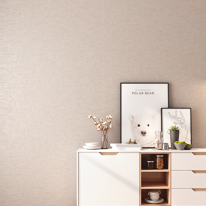Neutral Color Nordic Wall Covering 20.5"W x 33'L Linen Textured Wallpaper for Dining Room Khaki Clearhalo 'Modern wall decor' 'Modern' 'Wallpaper' Wall Decor' 1137028