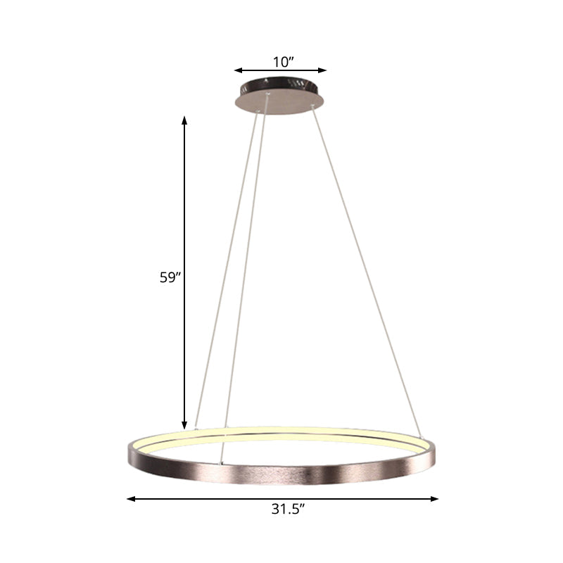 16"/23.5"/31.5" Dia Modern LED Chandelier Light with Acrylic Shade Brown Ring Ceiling Light Fixture in Warm/White/Natural Light Clearhalo 'Ceiling Lights' 'Chandeliers' 'Modern Chandeliers' 'Modern' Lighting' 113719