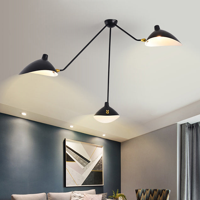 Metal Duckbill Hanging Lamp Post Modern 2/3/5 Lights Black Living Room Chandelier Light 3 Black B Clearhalo 'Ceiling Lights' 'Chandeliers' 'Modern Chandeliers' 'Modern' Lighting' 113956