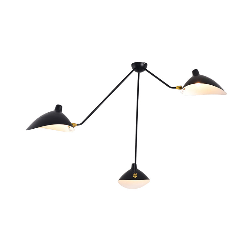 Metal Duckbill Hanging Lamp Post Modern 2/3/5 Lights Black Living Room Chandelier Light Clearhalo 'Ceiling Lights' 'Chandeliers' 'Modern Chandeliers' 'Modern' Lighting' 113957