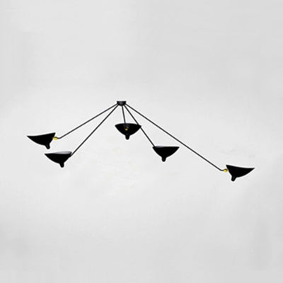 Metal Duckbill Hanging Lamp Post Modern 2/3/5 Lights Black Living Room Chandelier Light 5 Black A Clearhalo 'Ceiling Lights' 'Chandeliers' 'Modern Chandeliers' 'Modern' Lighting' 113959