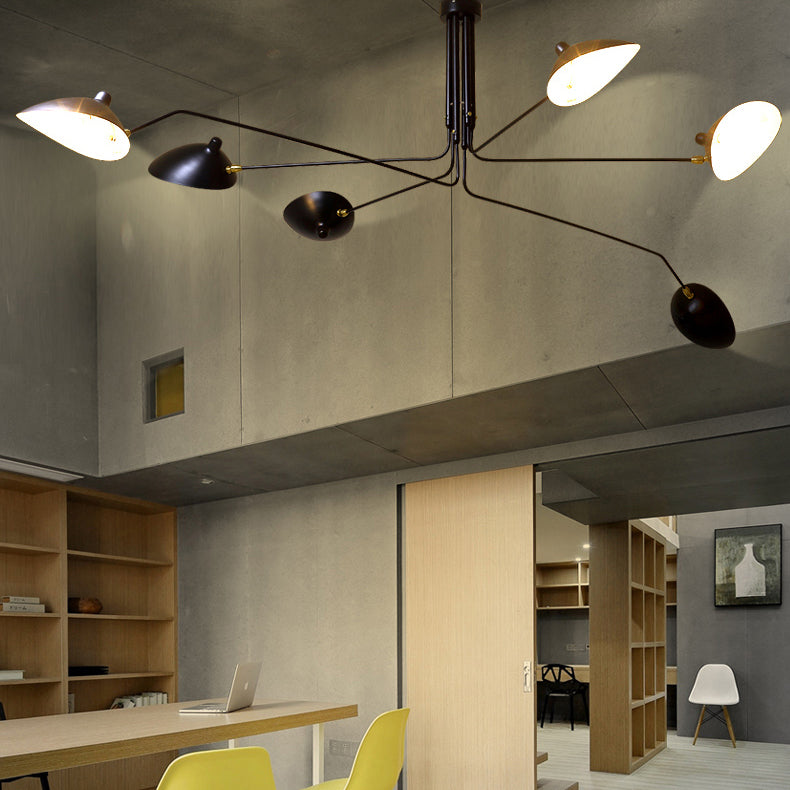 Metal Duckbill Hanging Lamp Post Modern 2/3/5 Lights Black Living Room Chandelier Light Clearhalo 'Ceiling Lights' 'Chandeliers' 'Modern Chandeliers' 'Modern' Lighting' 113963