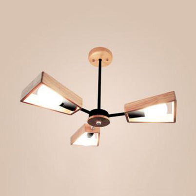 Modern Sputnik Chandelier Pendant Wooden 3/5/8-Light Bedroom Hanging Lamp in Black/White Clearhalo 'Ceiling Lights' 'Chandeliers' Lighting' options 114037