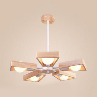 Modern Sputnik Chandelier Pendant Wooden 3/5/8-Light Bedroom Hanging Lamp in Black/White 5 White Clearhalo 'Ceiling Lights' 'Chandeliers' Lighting' options 114041_7195644a-e021-4cc3-b45e-cfd29a0f7cec