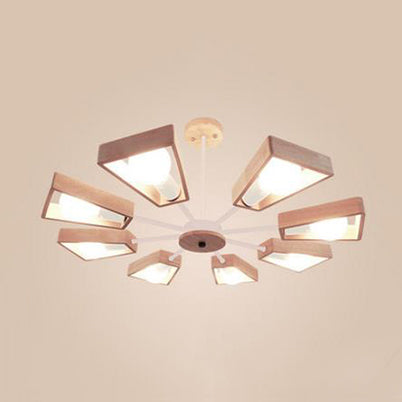 Modern Sputnik Chandelier Pendant Wooden 3/5/8-Light Bedroom Hanging Lamp in Black/White Clearhalo 'Ceiling Lights' 'Chandeliers' Lighting' options 114045