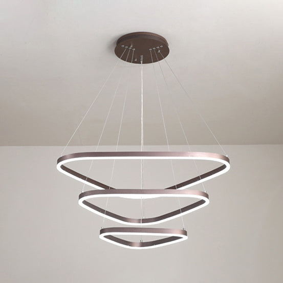 Acrylic Triangle LED Drop Pendant Contemporary 2/3/4-Light Ceiling Chandelier in Warm/White Light 3 Brown Clearhalo 'Ceiling Lights' 'Chandeliers' 'Modern Chandeliers' 'Modern' Lighting' 114418