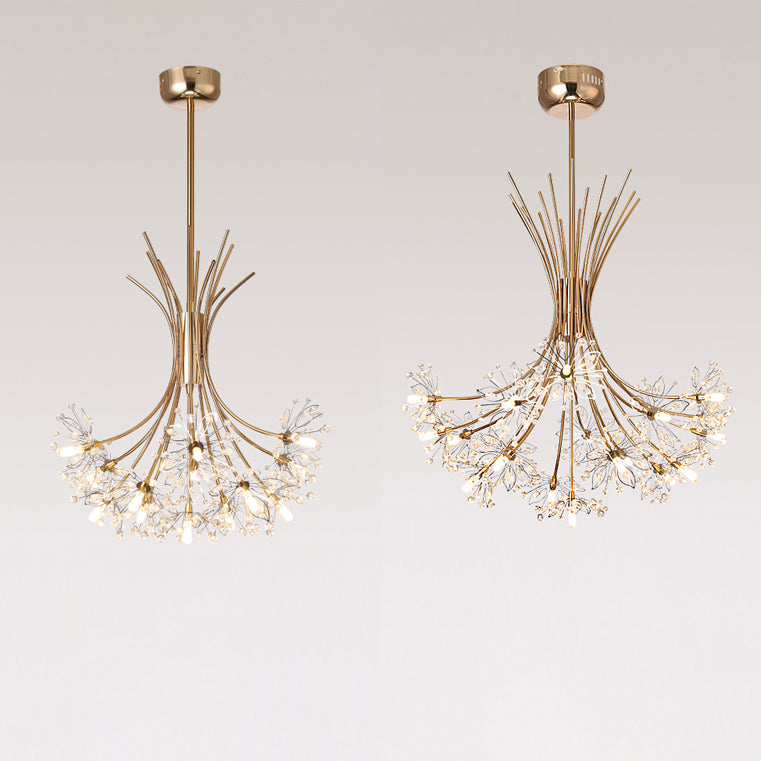 Clear Crystal Beaded Chandelier Lighting with Bouquet Design Modern 13/19 Lights Black/Chrome Hanging Lamp Clearhalo 'Ceiling Lights' 'Chandeliers' 'Modern Chandeliers' 'Modern' Lighting' 115263