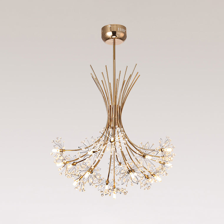 Clear Crystal Beaded Chandelier Lighting with Bouquet Design Modern 13/19 Lights Black/Chrome Hanging Lamp Clearhalo 'Ceiling Lights' 'Chandeliers' 'Modern Chandeliers' 'Modern' Lighting' 115265