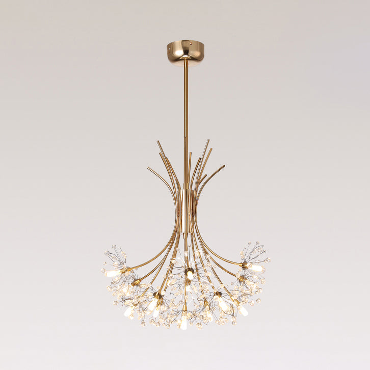 Clear Crystal Beaded Chandelier Lighting with Bouquet Design Modern 13/19 Lights Black/Chrome Hanging Lamp 13 Gold Clearhalo 'Ceiling Lights' 'Chandeliers' 'Modern Chandeliers' 'Modern' Lighting' 115267