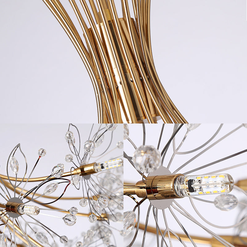 Clear Crystal Beaded Chandelier Lighting with Bouquet Design Modern 13/19 Lights Black/Chrome Hanging Lamp Clearhalo 'Ceiling Lights' 'Chandeliers' 'Modern Chandeliers' 'Modern' Lighting' 115268