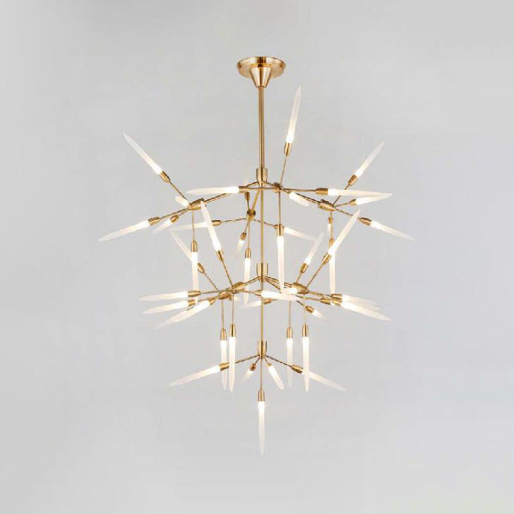 Acrylic Spur Chandelier Lighting Modern Stylish 5/25 Lights Gold Finish Ceiling Light Fixture for Living Room Clearhalo 'Ceiling Lights' 'Chandeliers' 'Modern Chandeliers' 'Modern' Lighting' 115361